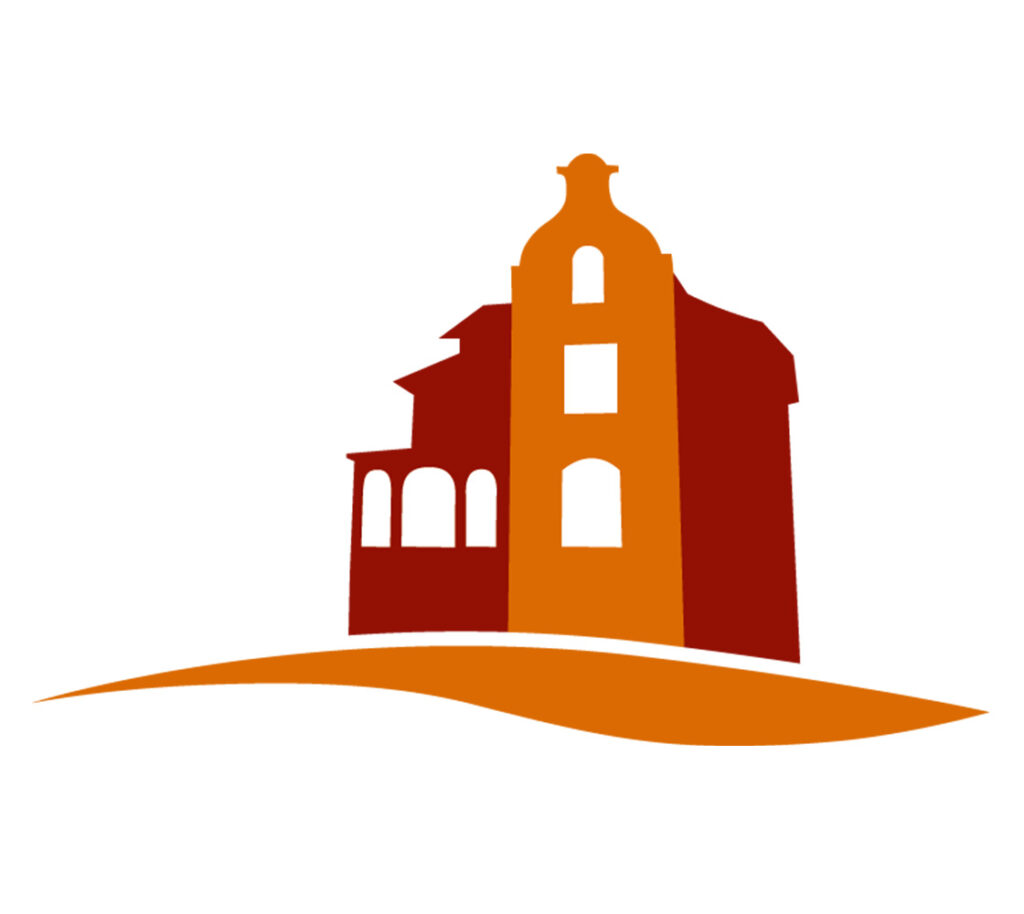 Weiße Kachel mit orange-roter Villa