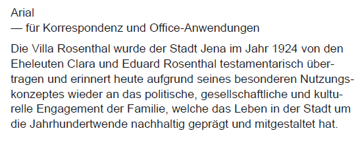 Fließtext in Schriftart Arial