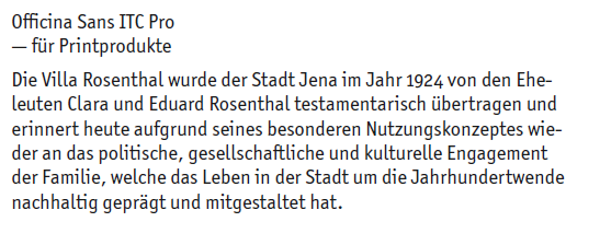 Fließtext in Offiicina Sans ITC Pro