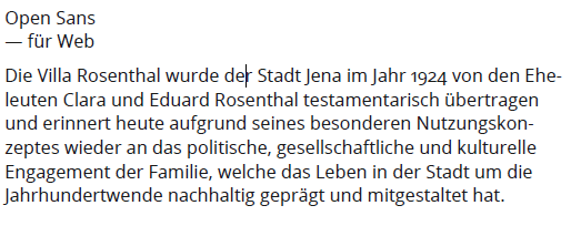 Fließtext in Schriftart Open Sans