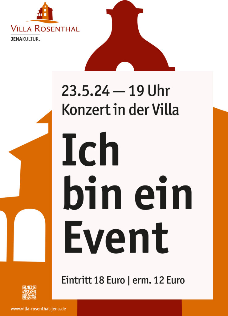 Grafische Darstellung der Villa Rosenthal Jena im Hintergrund und im Vordergrun ein Informationszettel