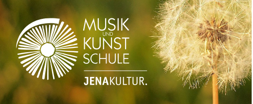 Weißes MKS Logo mit Hintergrund einer Pusteblume.