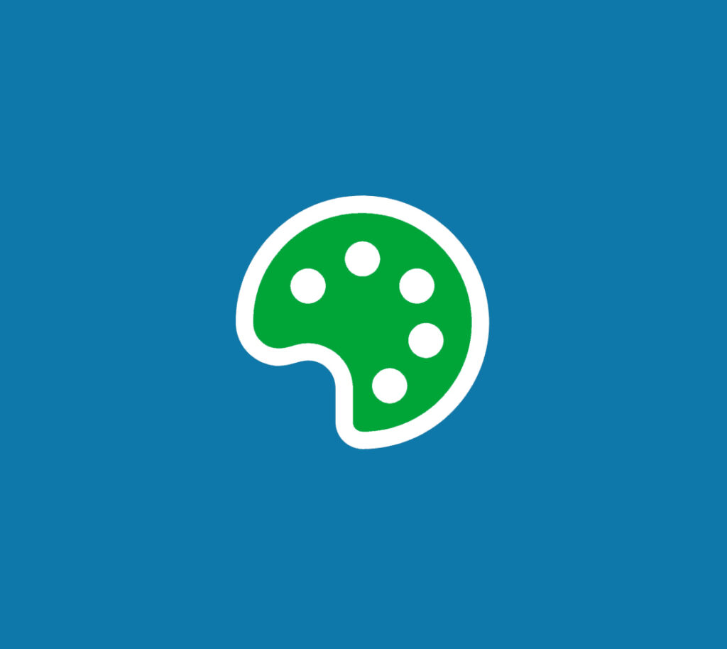 eine grü-weiße Farbpalette auf blauem Grund