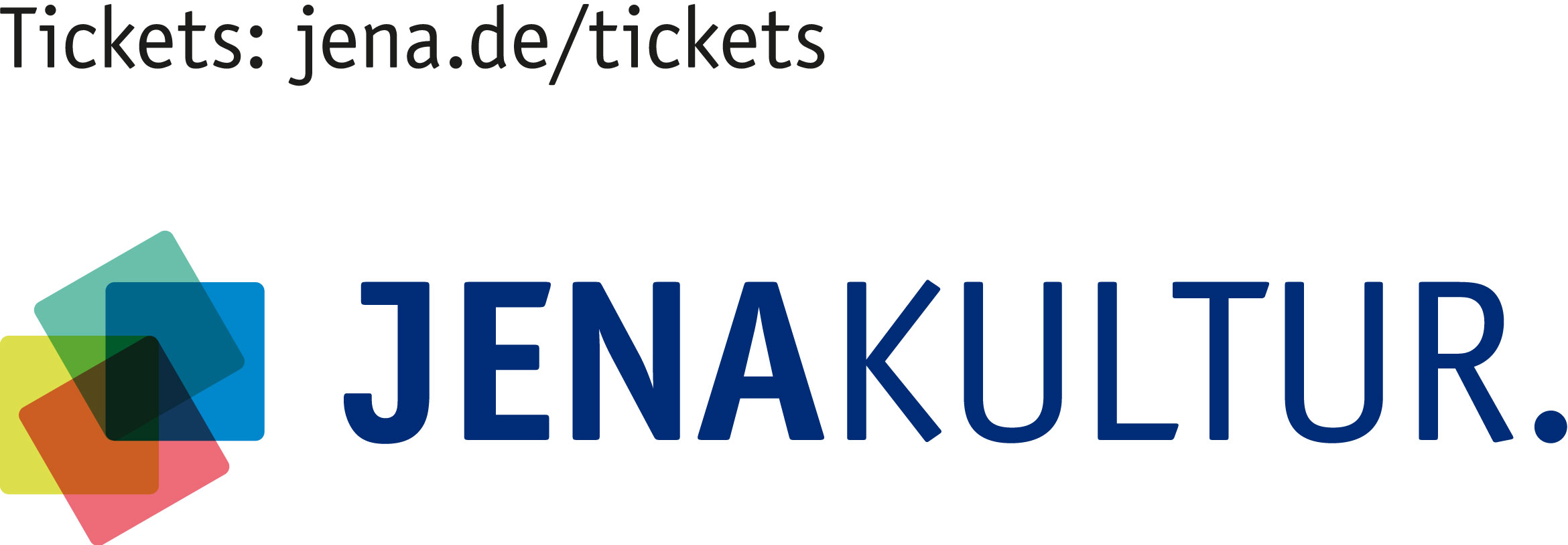 Wort-Bild-Marke JenaKultur mit Zusatz "Tickets: jena.de/tickets" in RGB JPG